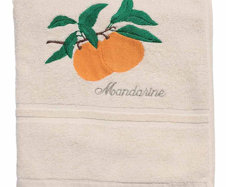 Frottiertuch mit Stickerei Asien: Mandarine